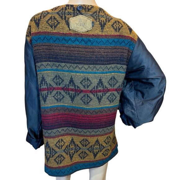 VTG Woolrich Field Barn Jacket Wool Liner Aztec Southwestern USA Women SZ Large - Picture 7 of 16